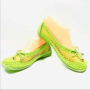 Lime Green Mesh slip on flats